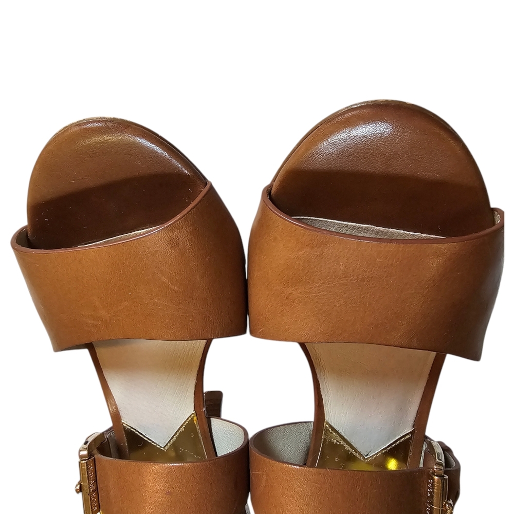MICHAEL KORS Women's Brown Leather  Strappy Heeled Sandals - US Size 8.5 M - EUC - Picture 7 of 15